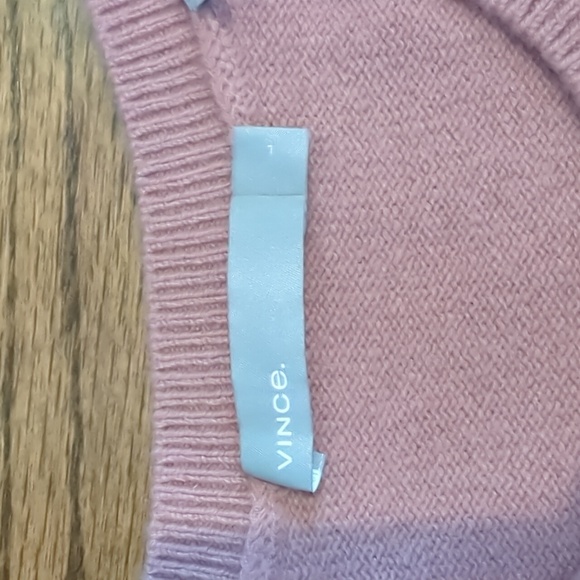 Vince dusty rose mauve short shirt sleeve sweater top 100% cashmere crew neck - Picture 2 of 3